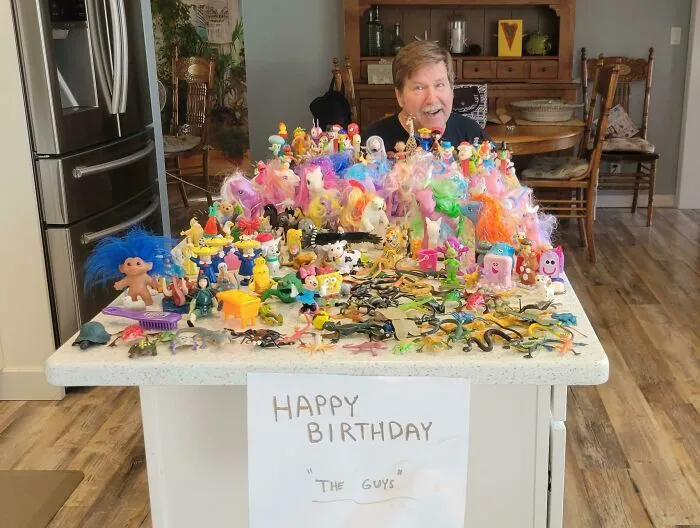 Every Year On My Birthday My Dad Lays Out My Childhood Toys "The Guys" And It Makes Him So Excited