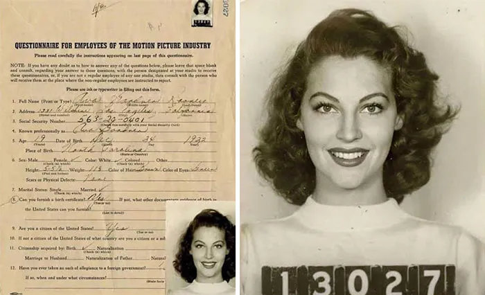 Ava Gardner’s Movie Studio Application In 1941