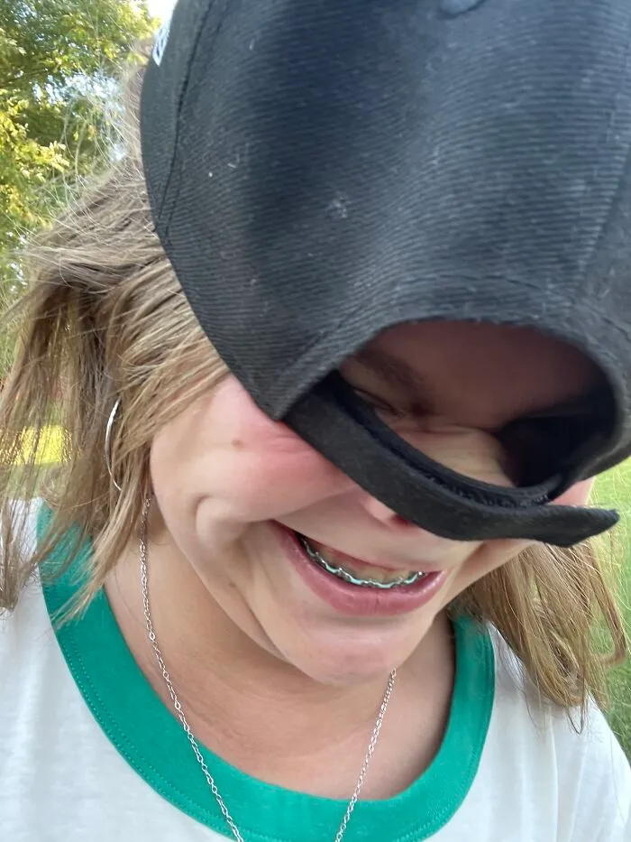 I Accidentally Put My Hat On Funny And Started Laughing And My Pappa Took The Picture Of Me 
