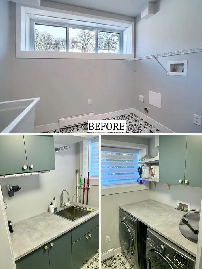 Remodelación del lavadero con armarios y encimeras de cocina de IKEA