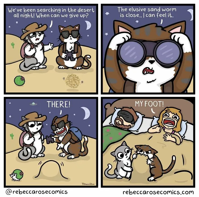 50 Funny And Cute Comics Inspired By The Artist's Life With Her Boyfriend And 3 Cats