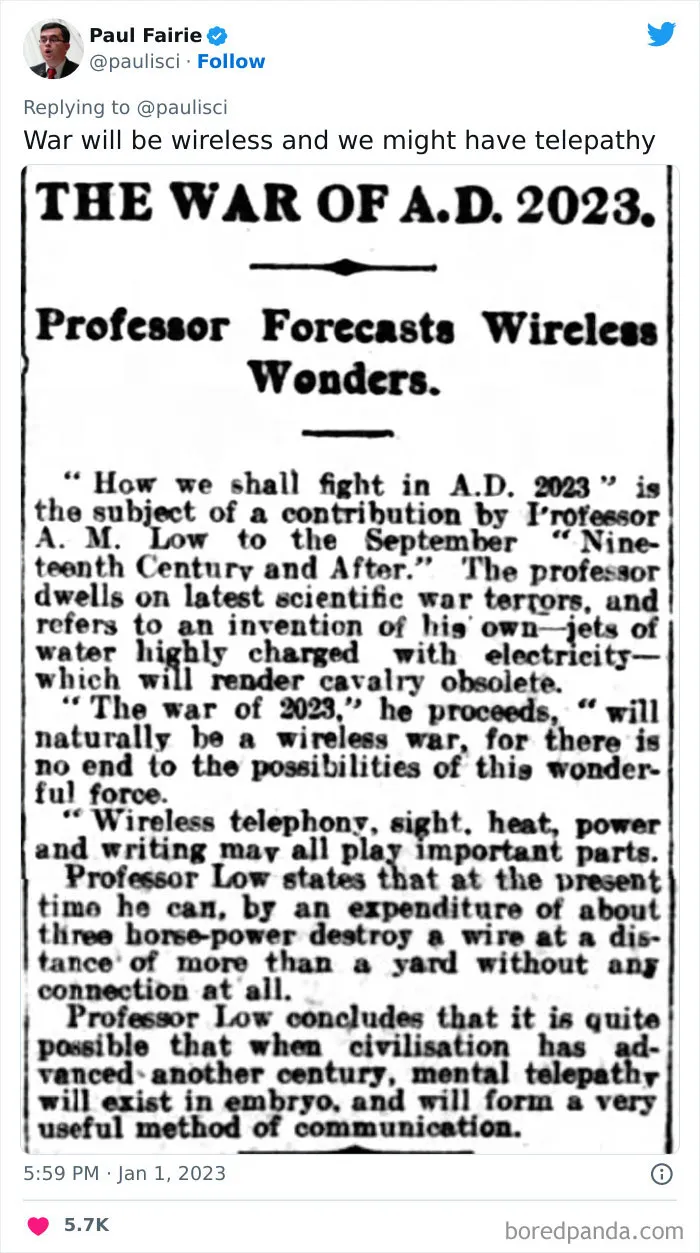 17 Predictions For 2023 People Had 100 Years Ago