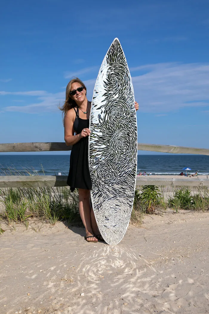 I Create Unique Glass Mosaics On Surfboards (9 Pics)