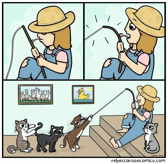 50 Funny And Cute Comics Inspired By The Artist's Life With Her Boyfriend And 3 Cats