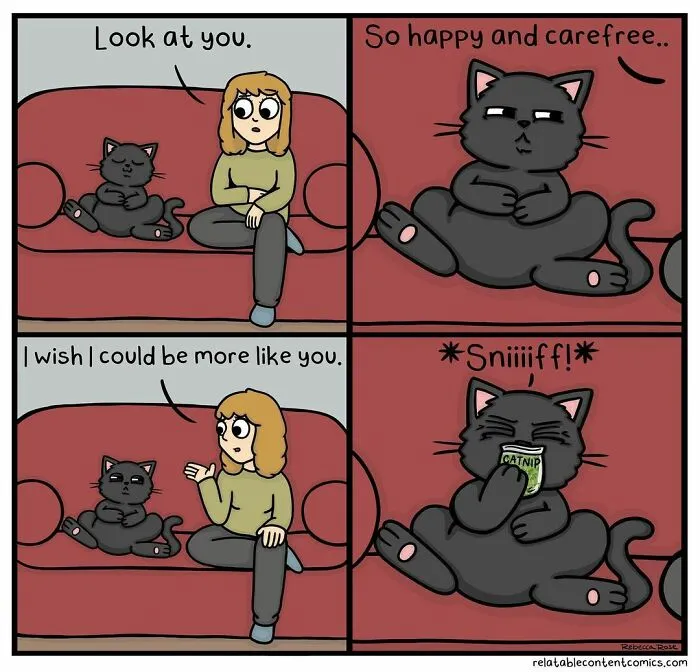 50 Funny And Cute Comics Inspired By The Artist's Life With Her Boyfriend And 3 Cats