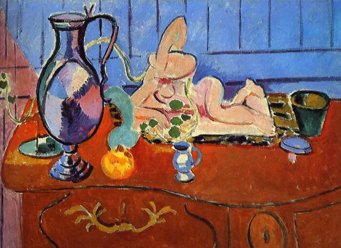 Still Life With A Pewter Jug And Pink Statuette By Anri Matisas