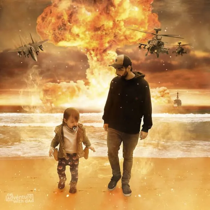 This Cool Dad Scares The Hell Out Of Mom By Sending Photoshopped Photos Of Their Kids (10 Pics)