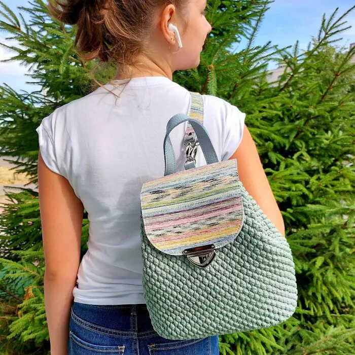 Handmade Sage Green Backpack Purse