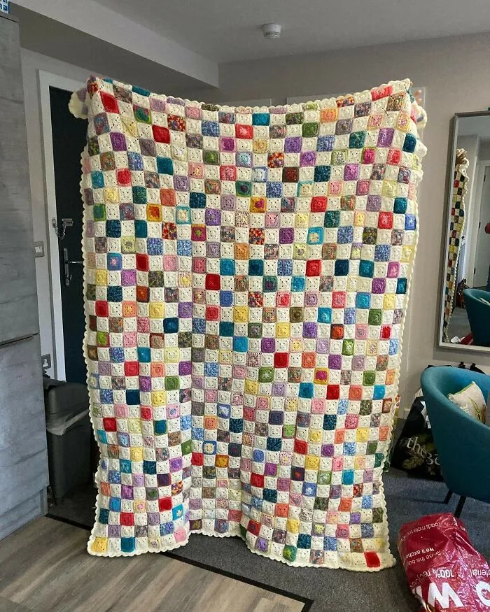 A  Blanket  I Recently Finished For My Daughter, It's Called The Battenberg Blanket But Has Been Renamed A Hug From Home