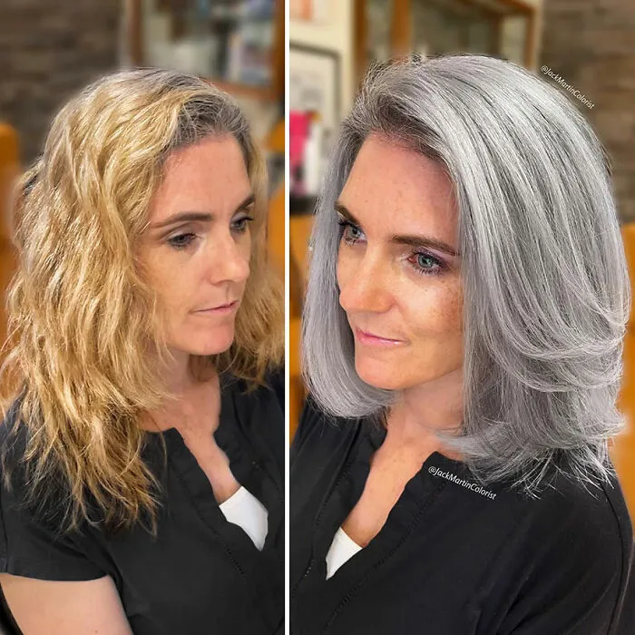 Celebrity Colorist Helps Women To Stop Covering Their Grey Roots And Embrace Their Natural Hair (35 New Pics)
