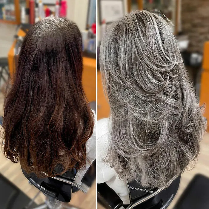 Celebrity Colorist Helps Women To Stop Covering Their Grey Roots And Embrace Their Natural Hair (35 New Pics)
