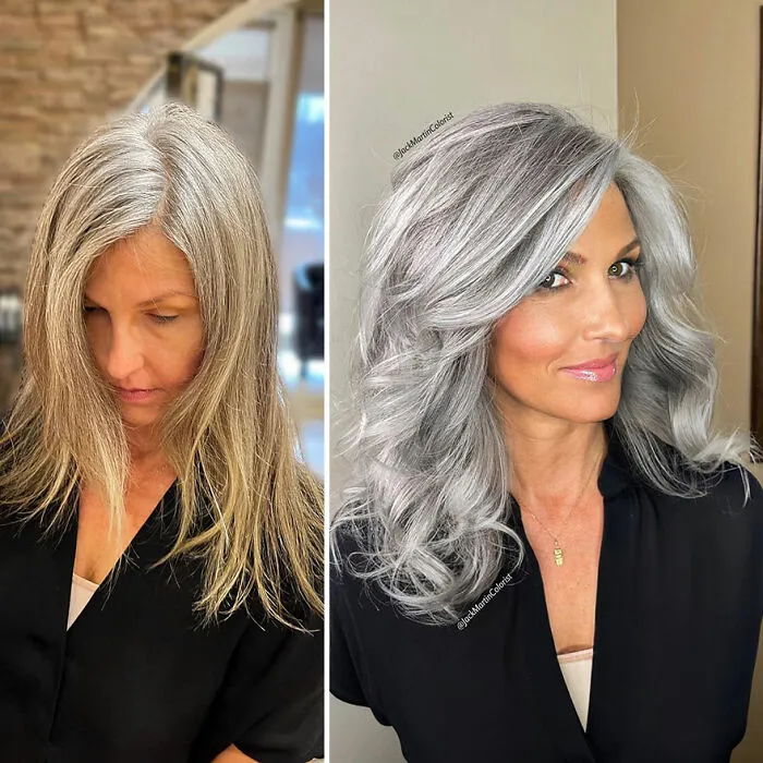 En lugar de teñir sus raíces canosas, este estilista logró que sus clientas lucieran una bella cabellera gris (35 imágenes nuevas)