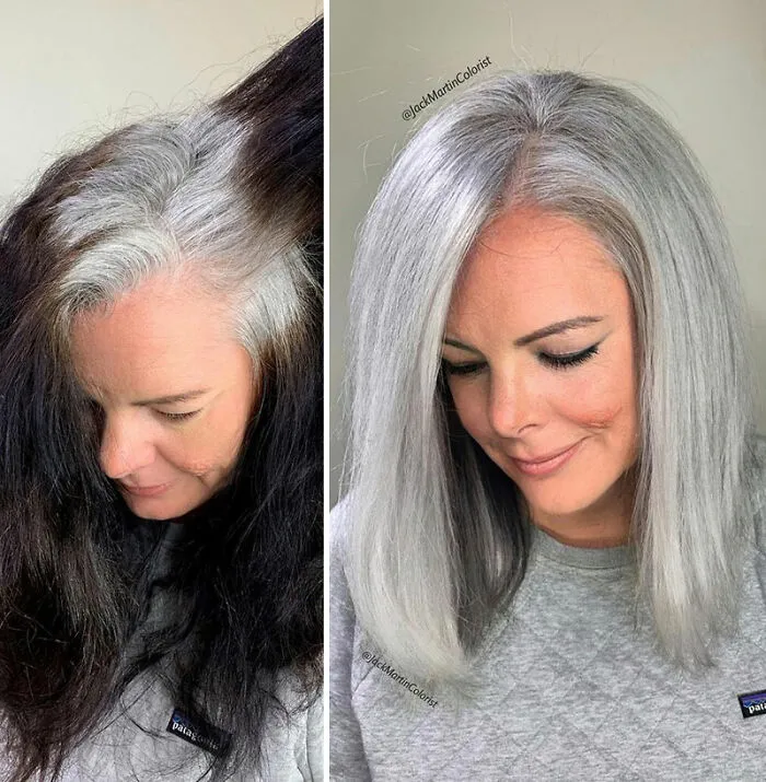 En lugar de teñir sus raíces canosas, este estilista logró que sus clientas lucieran una bella cabellera gris (35 imágenes nuevas)