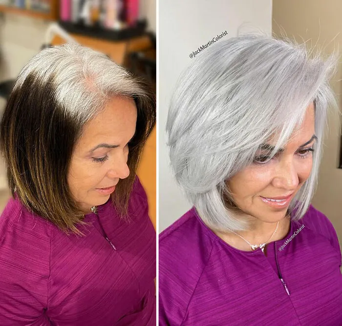 Celebrity Colorist Helps Women To Stop Covering Their Grey Roots And Embrace Their Natural Hair (35 New Pics)