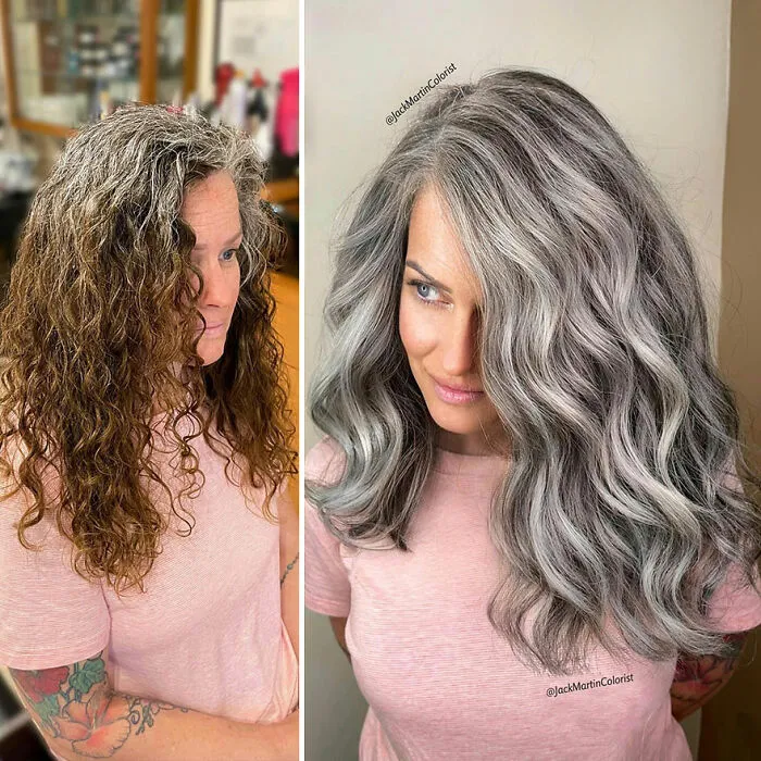 En lugar de teñir sus raíces canosas, este estilista logró que sus clientas lucieran una bella cabellera gris (35 imágenes nuevas)