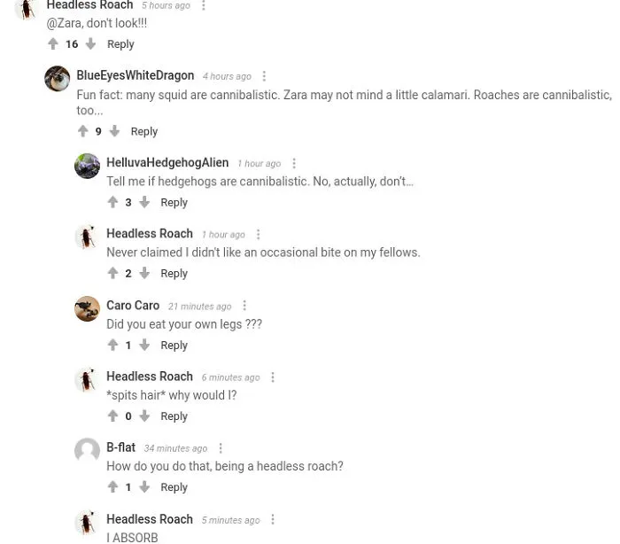 Here's One About How Headless Roach Would Eat His Fellow Roaches