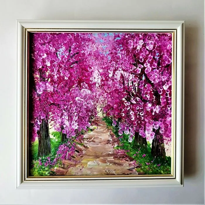 Blooming Sakura Painting Impasto