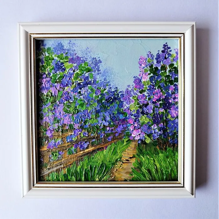 Lilac Garden Impasto Painting