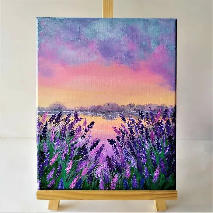 Bright Sunset Impasto Painting