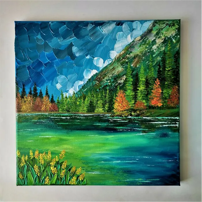 Autumn Forest Landscape Painting Impasto