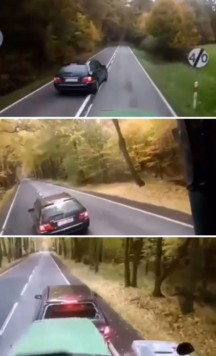 Car Tries To Break Check A Tractor