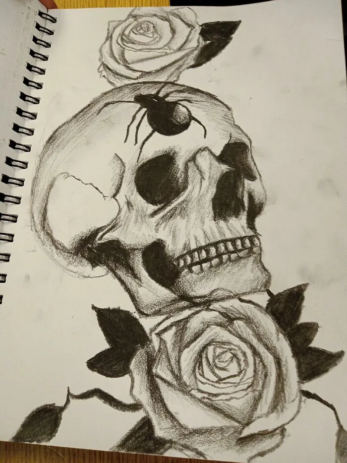 My 15 Year Old Son Has Been Drawing, Getting Alot Better. This Is An Image That Was On A Bic Lighter That He Drew To A Bigger Image. It Took Him An Hour To Draw This. Done With A Charcoal Stick