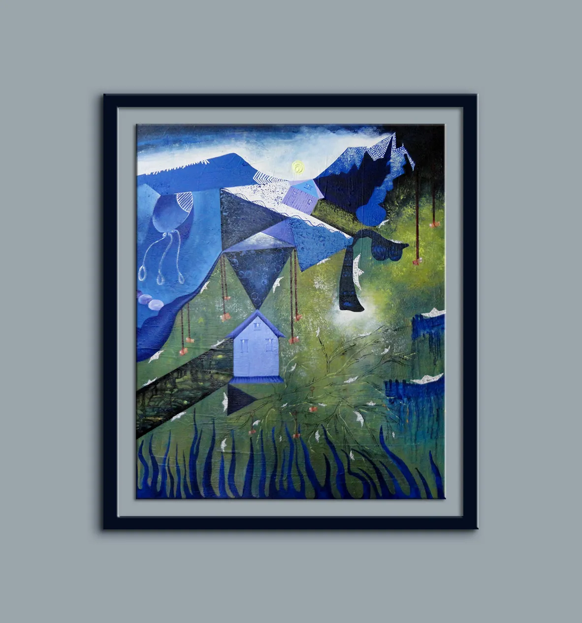The Blue City Painting Acrylic On Canvas By Kankana Pal