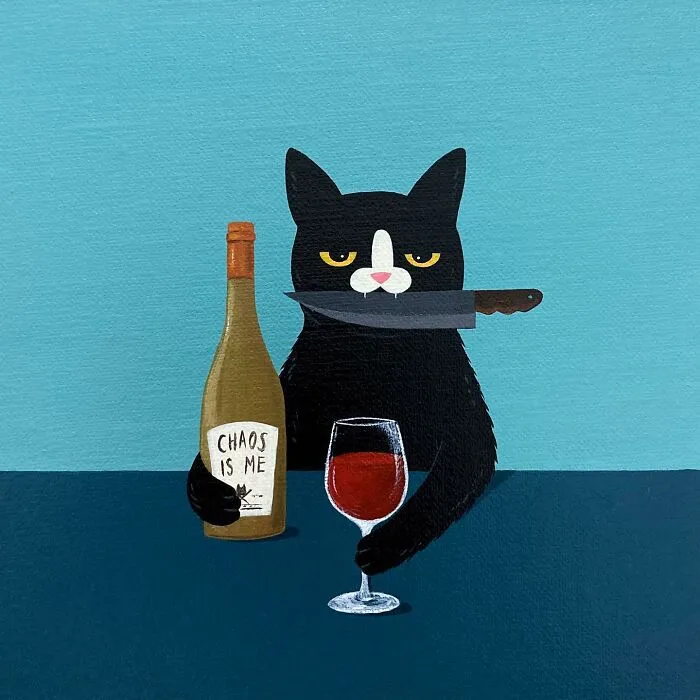This Artist Blends Their Sarcastic Nature With His Adopted Cat’s Attitude In His 35 Humorous Illustrations