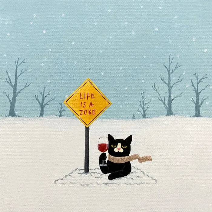 This Artist Blends Their Sarcastic Nature With His Adopted Cat’s Attitude In His 35 Humorous Illustrations