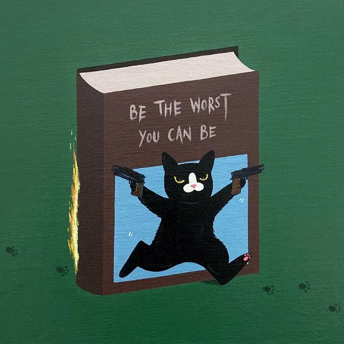 This Artist Blends Their Sarcastic Nature With His Adopted Cat’s Attitude In His 35 Humorous Illustrations