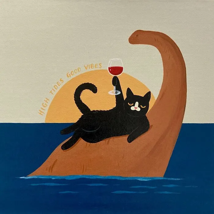 This Artist Blends Their Sarcastic Nature With His Adopted Cat’s Attitude In His 35 Humorous Illustrations