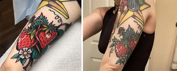 A Little Hard To Take A Photo Of This One. Fresh Vs. 3 Years Healed!