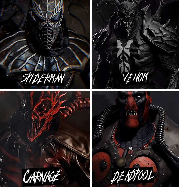 Asking AI To Show "Spider Man" Characters In A Gritty Dark Universe