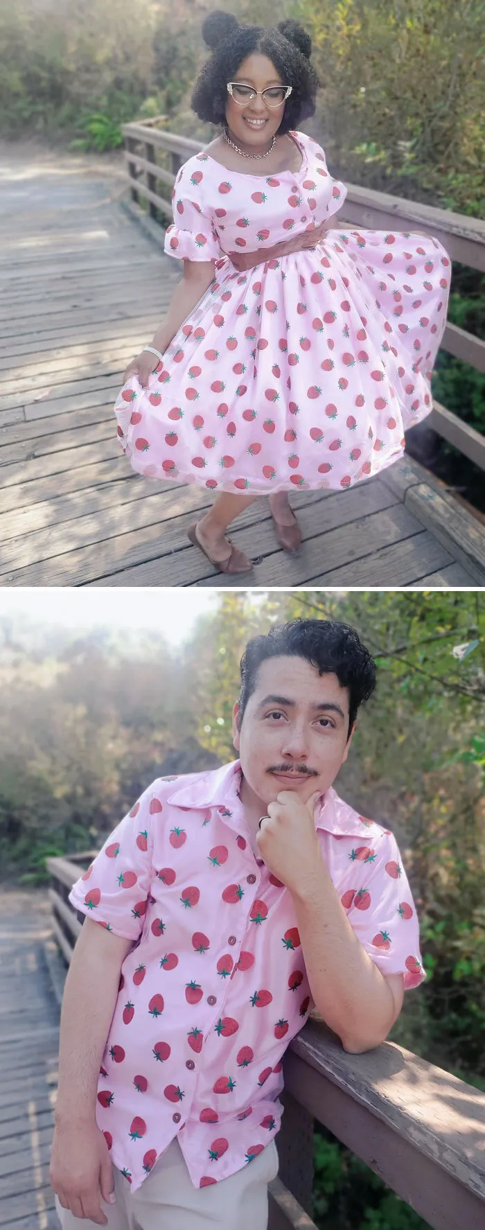Made Myself A Strawberry Dress Of My Dreams, Along With A Matching Shirt For My Husband