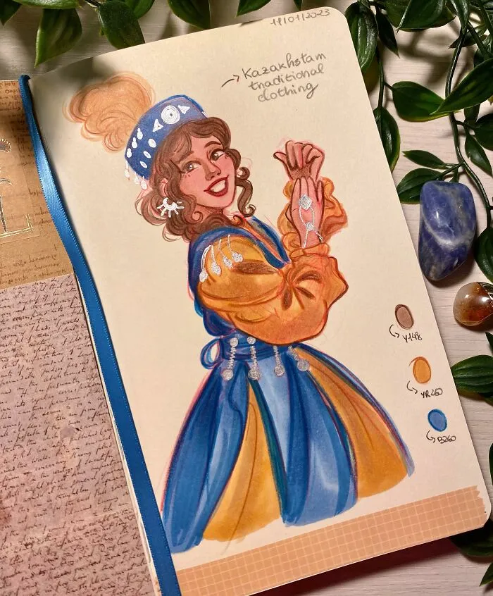 Drew Some Traditional Kazakhstan Clothes That I Found On Pinterest