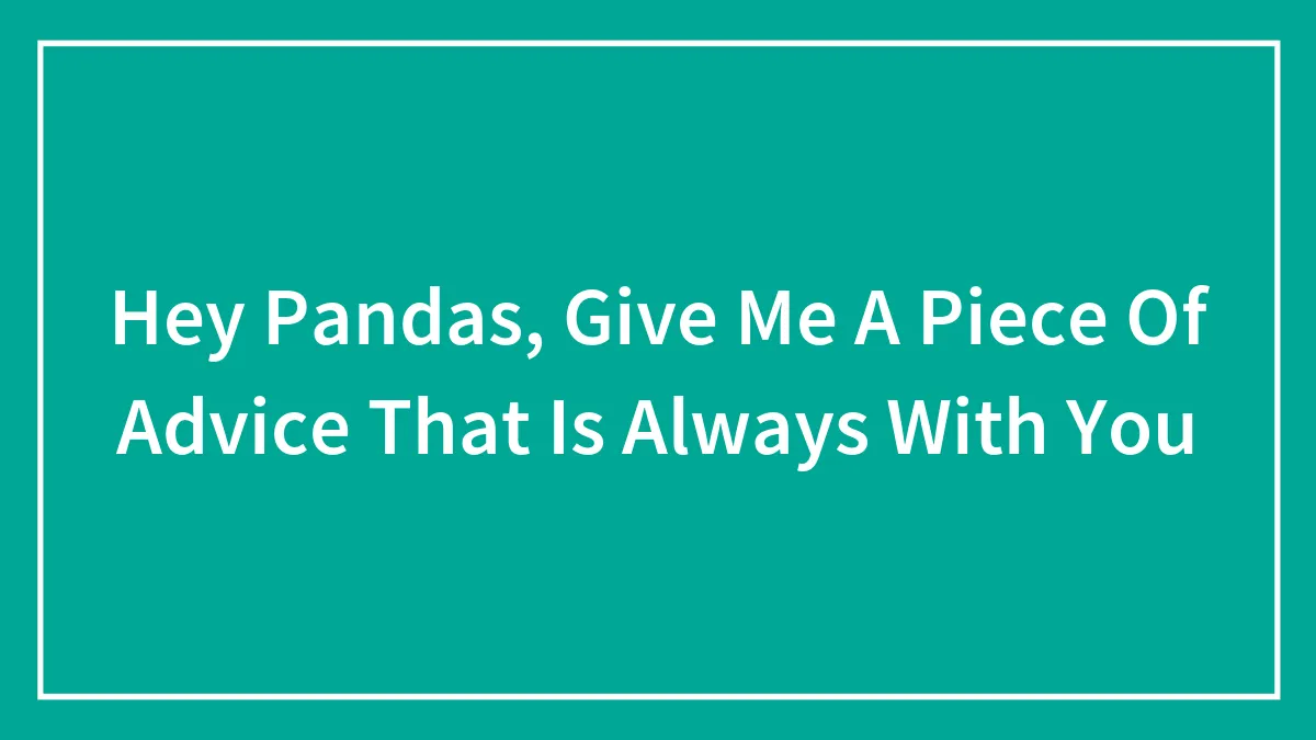 Hey Pandas, Give Me A Piece Of Advice That Is Always With You