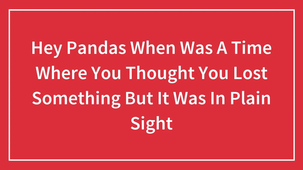 Hey Pandas When Was A Time Where You Thought You Lost Something But It Was In Plain Sight