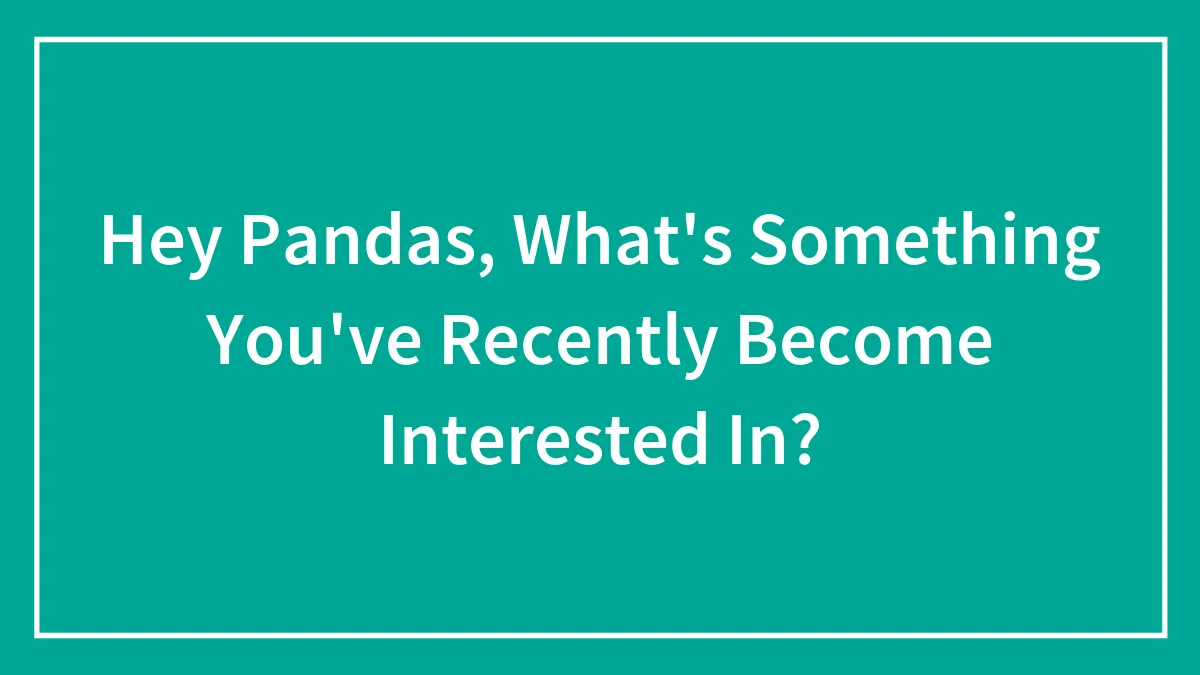 Hey Pandas, What's Something You've Recently Become Interested In?