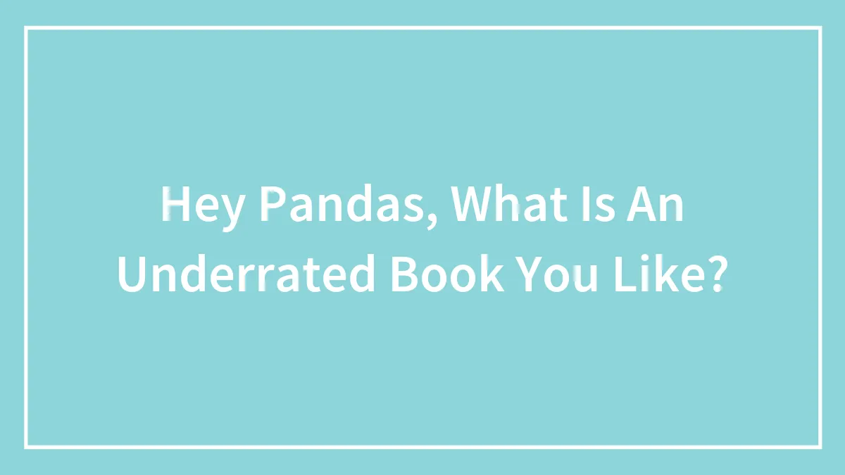 Hey Pandas, What Is An Underrated Book You Like?