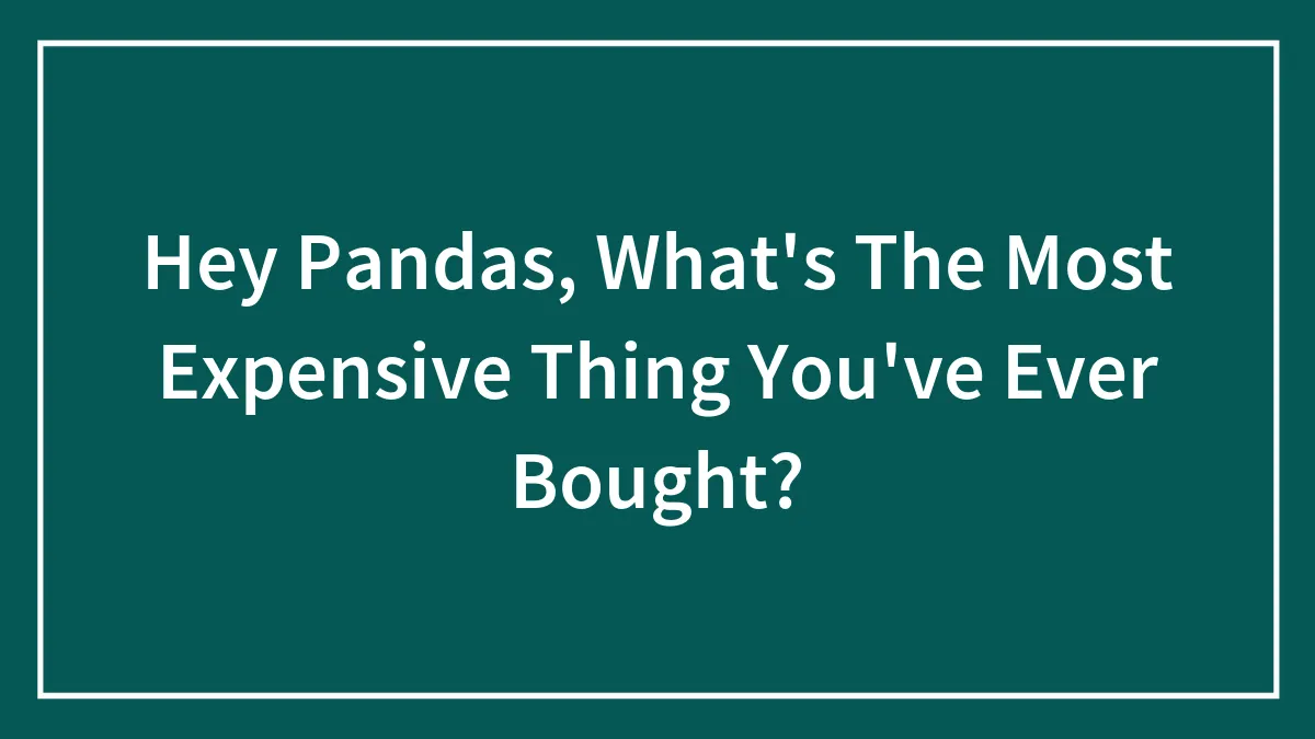 Hey Pandas, What's The Most Expensive Thing You've Ever Bought?