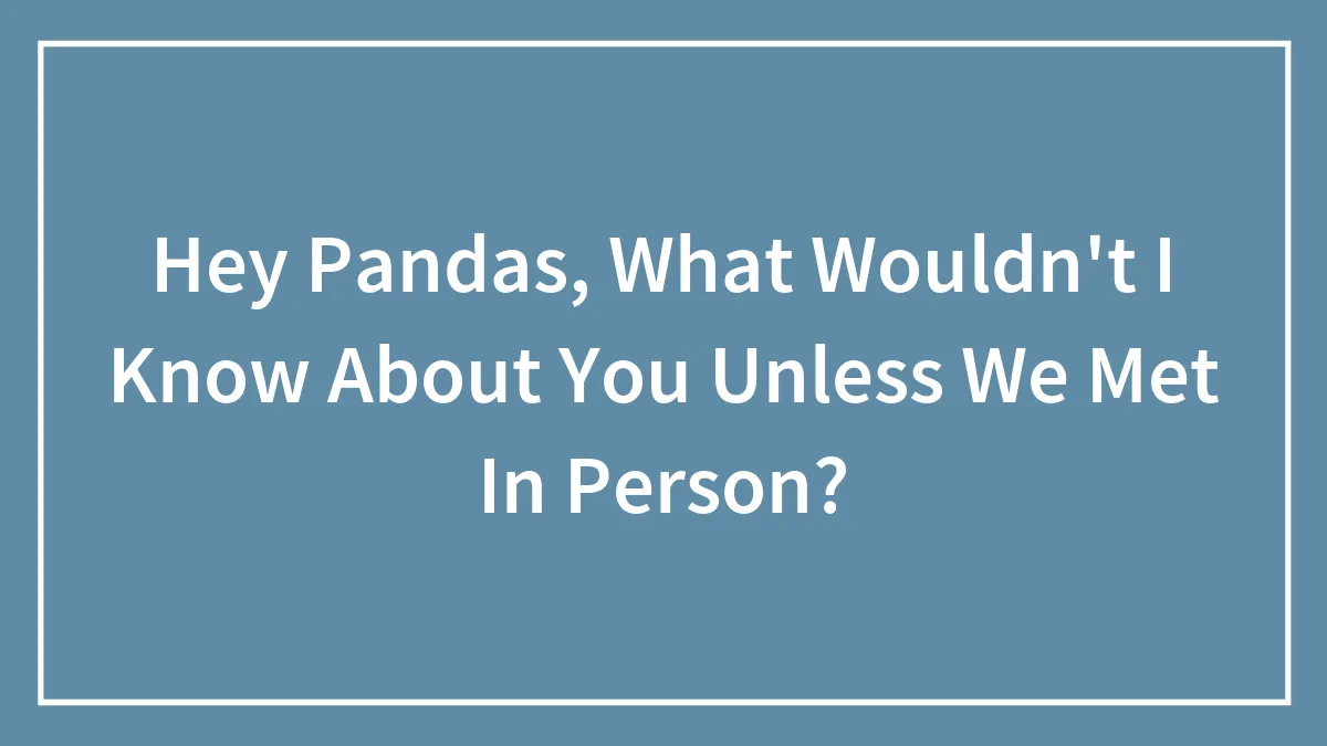 Hey Pandas, What Wouldn't I Know About You Unless We Met In Person? (Closed)