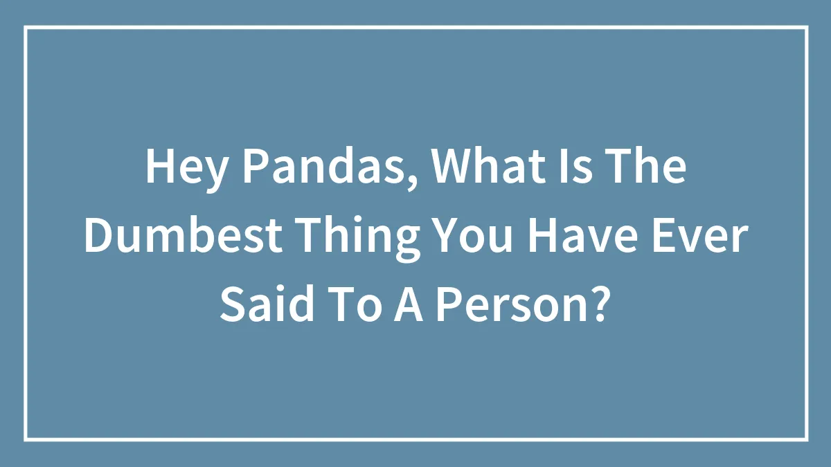 Hey Pandas, What Is The Dumbest Thing You Have Ever Said To A Person?