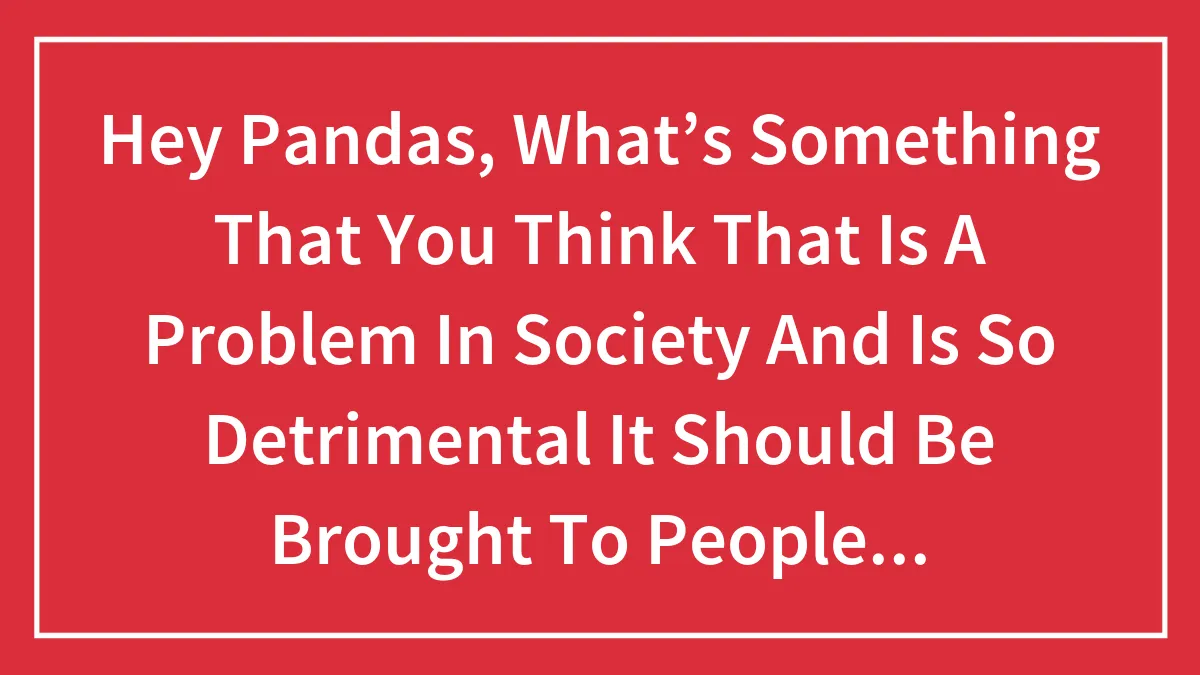 Hey Pandas, What’s Something That You Think That Is A Problem In Society