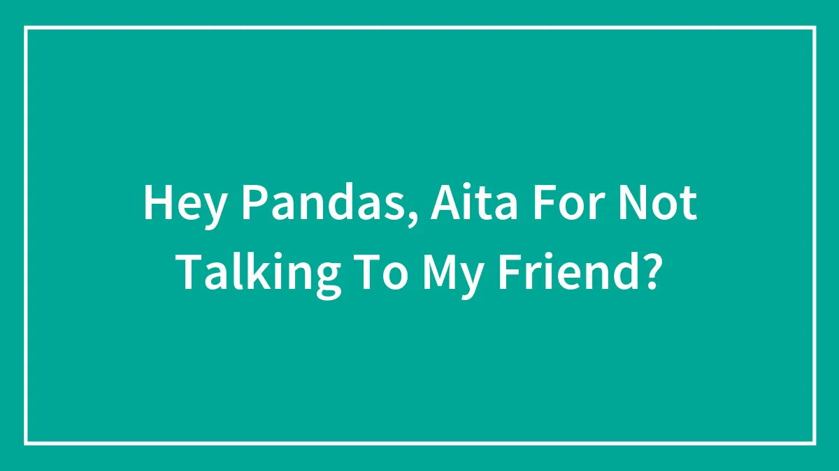 Hey Pandas, Aita For Not Talking To My Friend?