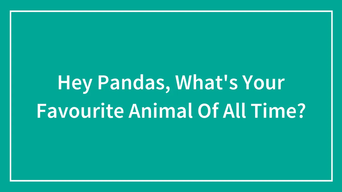 Hey Pandas, What's Your Favourite Animal Of All Time?