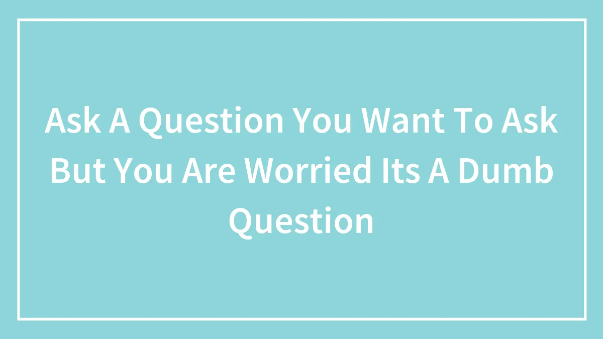 Ask A Question You Want To Ask But You Are Worried Its A Dumb Question