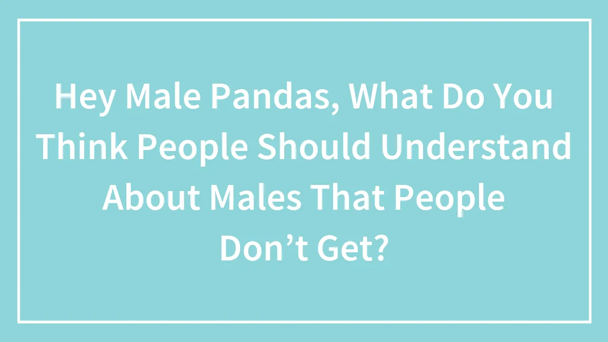 Hey Male Pandas, What Do You Think People Should Understand About Males That People Don’t Get?