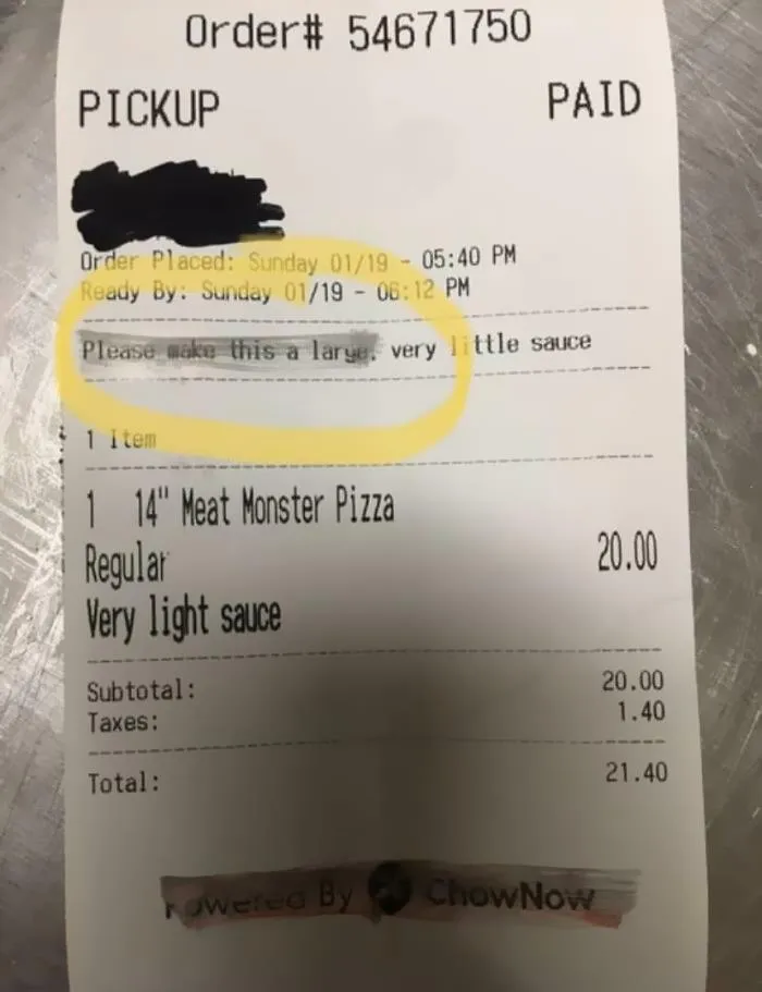 Someone Ordered And Paid For A Medium Pizza At Our Work And Asked Us To Make It A Large In The Notes