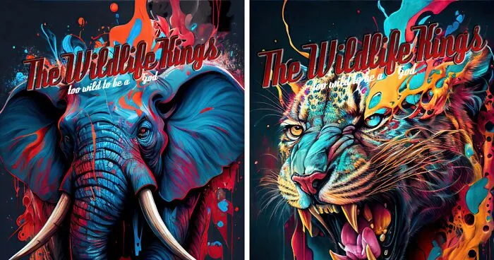 "The Wildlife Kings Unique" Animal Art Prints That I Made (9 Pics)