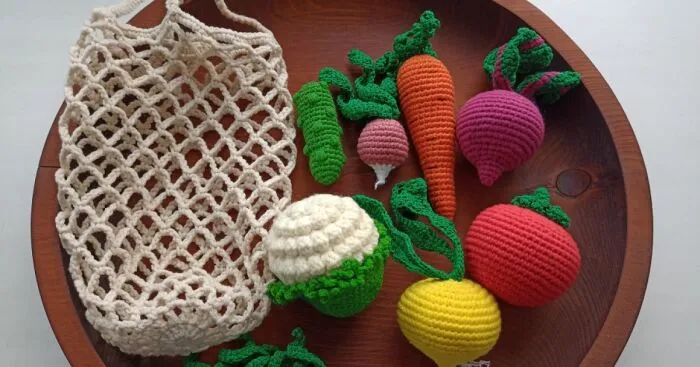 I Crocheted A Bag And Vegetable Set For Kids To Play With